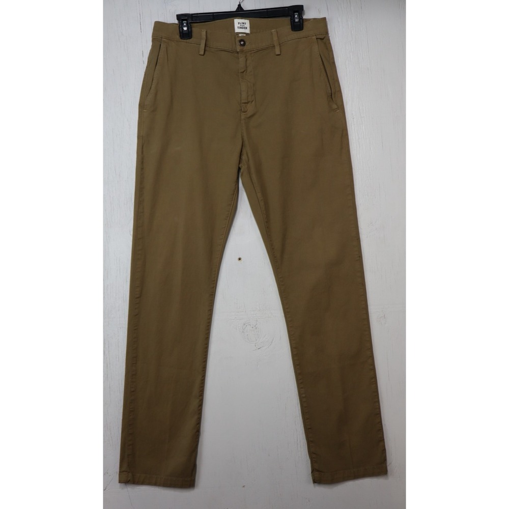 Mens Flint and Tinder Pants Brown Cotton Size 33x32 Made in USA Flat Front